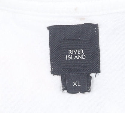 River Island Men's XL White Graphic Art T-Shirt