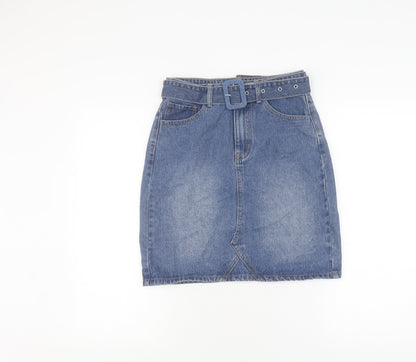 Boohoo Women's Blue Denim Pencil Skirt, Tall UK 6, Casual