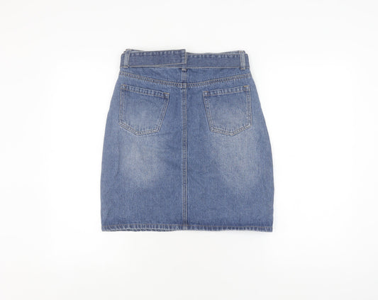 Boohoo Women's Blue Denim Pencil Skirt, Tall UK 6, Casual