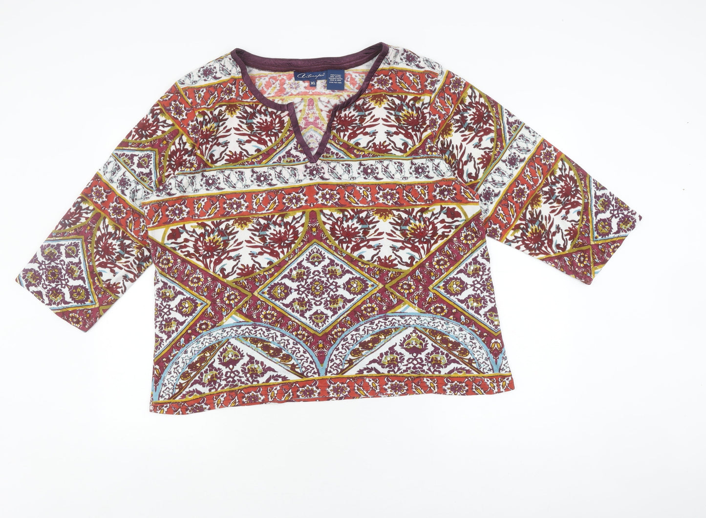 Artocapes Women's Multicoloured XL Tunic, 3/4 Sleeve Top