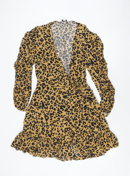 Topshop Women’s Animal Print Dress, Size 14, Viscose