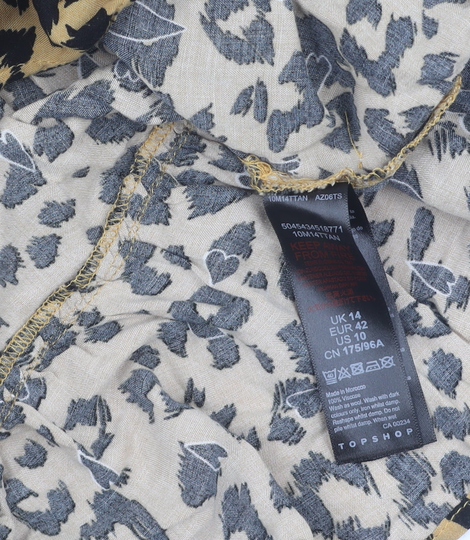 Topshop Women’s Animal Print Dress, Size 14, Viscose