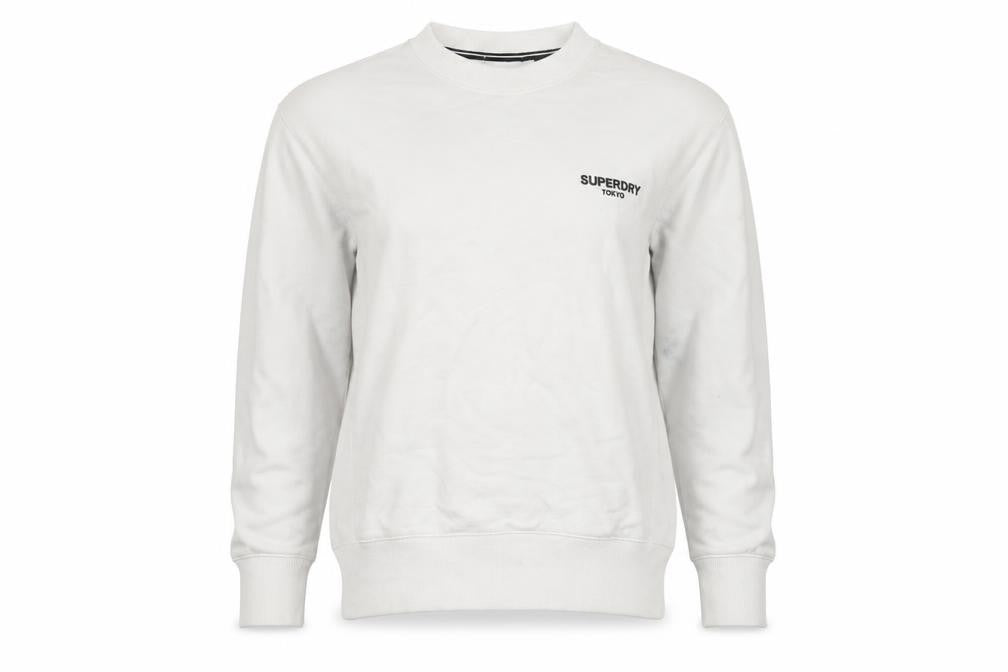 Unisex Adults UK Size S Superdry White Pullover Sweatshirt