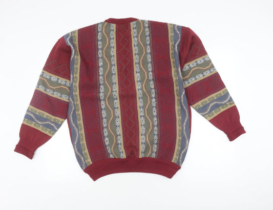 Pierre Sangan Men's Multicoloured V-Neck Jumper L