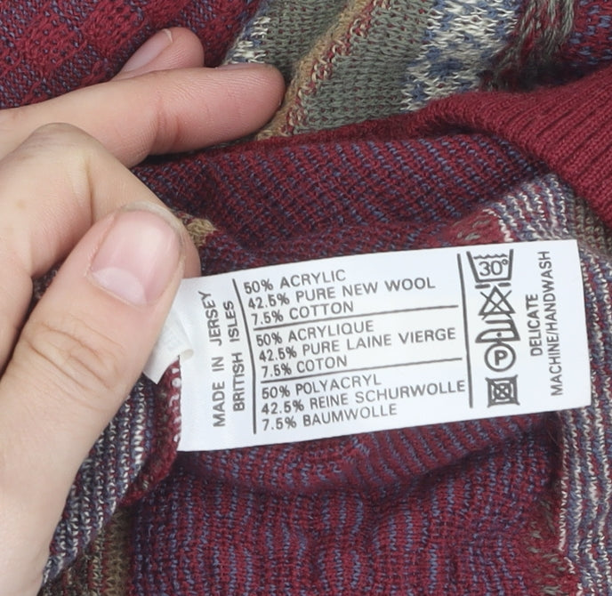 Pierre Sangan Men's Multicoloured V-Neck Jumper L