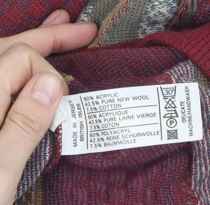 Pierre Sangan Men's Multicoloured V-Neck Jumper L