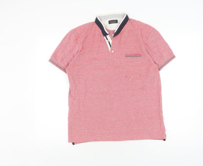 Zara Men Pink Polo Shirt, Size L, Short Sleeve Casual