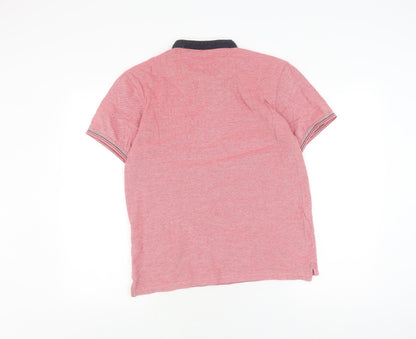 Zara Men Pink Polo Shirt, Size L, Short Sleeve Casual