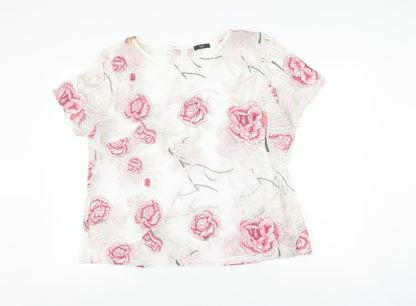 M&Co Women's Ivory Floral Embroidered Blouse, Size 20