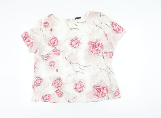 M&Co Women's Ivory Floral Embroidered Blouse, Size 20