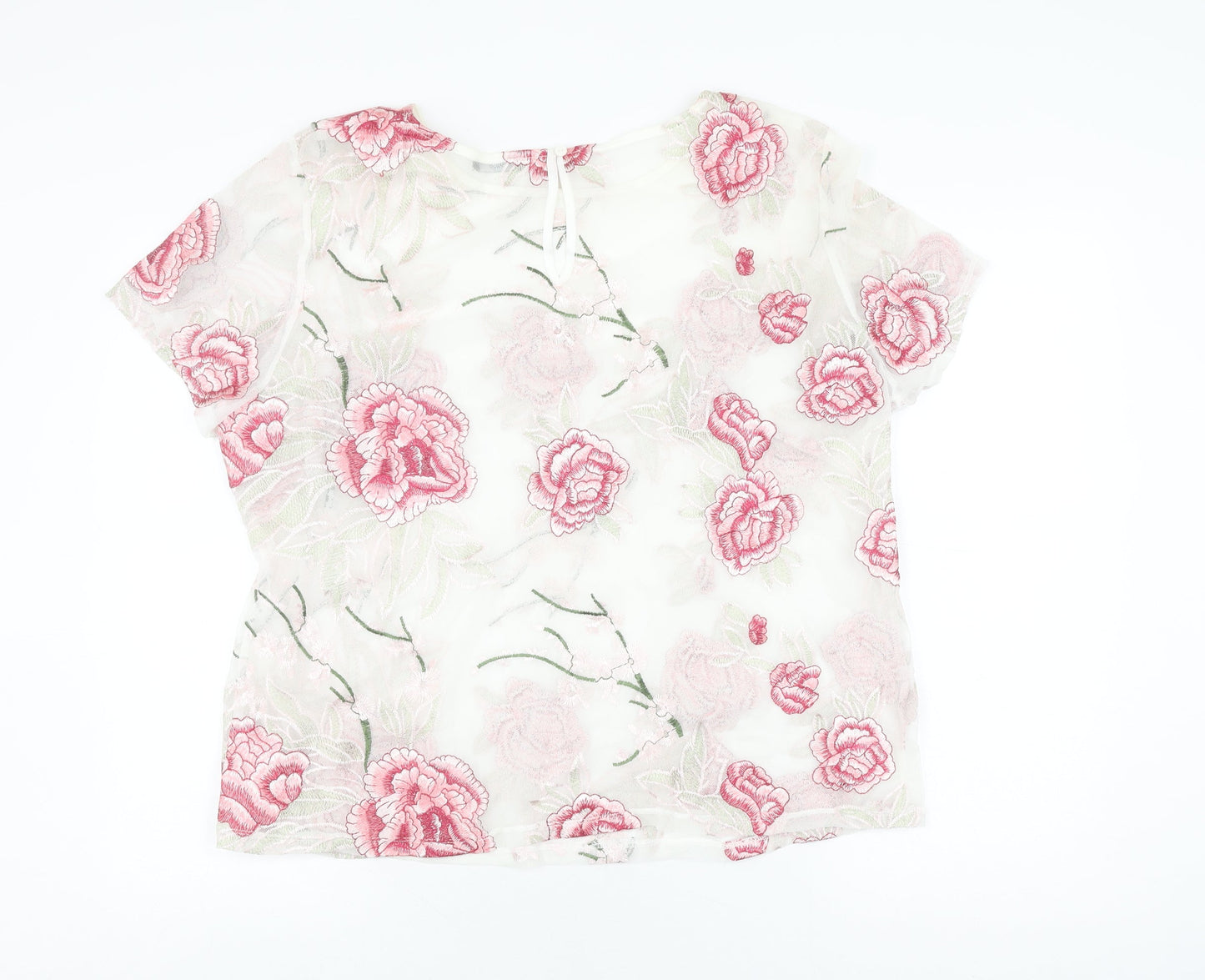 M&Co Women's Ivory Floral Embroidered Blouse, Size 20