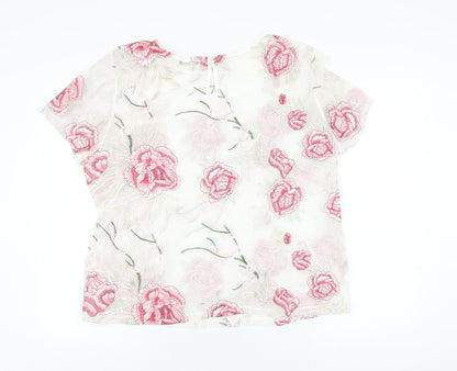 M&Co Women's Ivory Floral Embroidered Blouse, Size 20