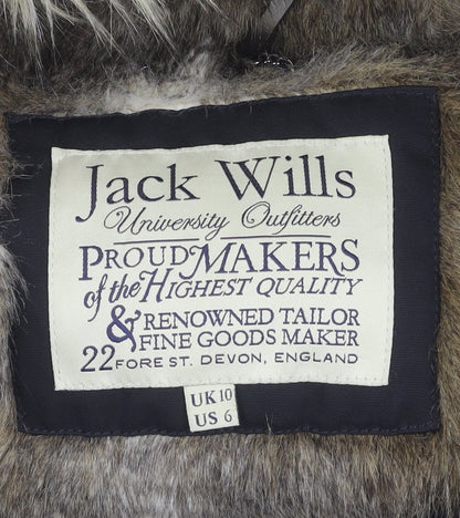 Jack Wills Women's Black Hooded Coat Size 10