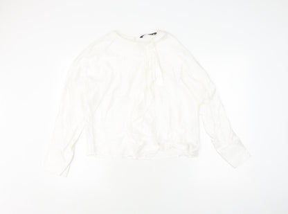 Womens UK Size L Zara White Basic Blouse