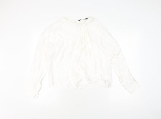 Womens UK Size L Zara White Basic Blouse