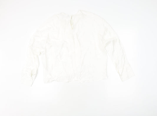 Womens UK Size L Zara White Basic Blouse