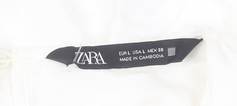 Womens UK Size L Zara White Basic Blouse