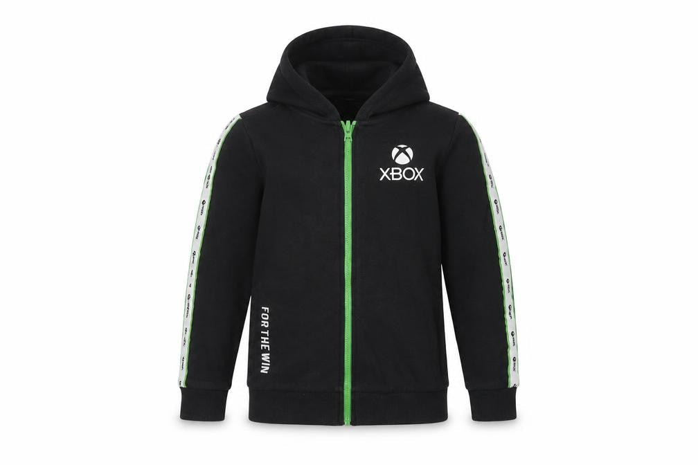 Front view of XBOX boys’ black full zip hoodie - cotton blend, size unavailable