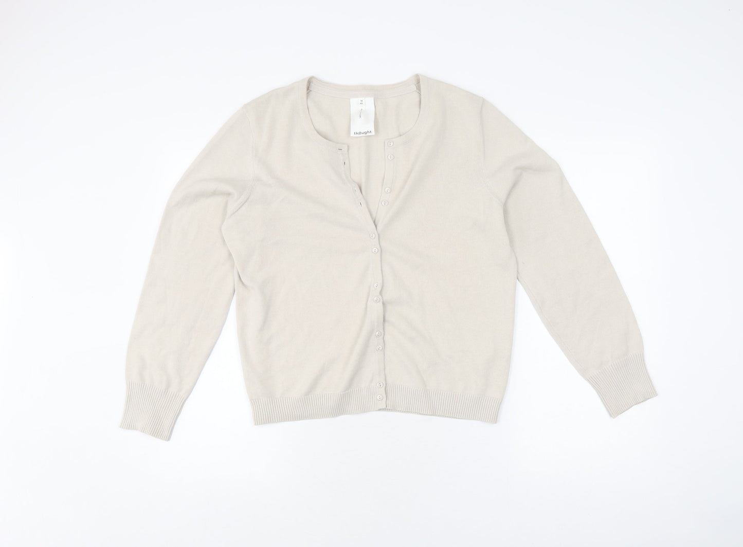 Womens UK Size 14 Thought Beige Cardigan Jumper