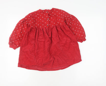 Next Girls Red Polka Dot Applique Corduroy Dress 4-5 Years