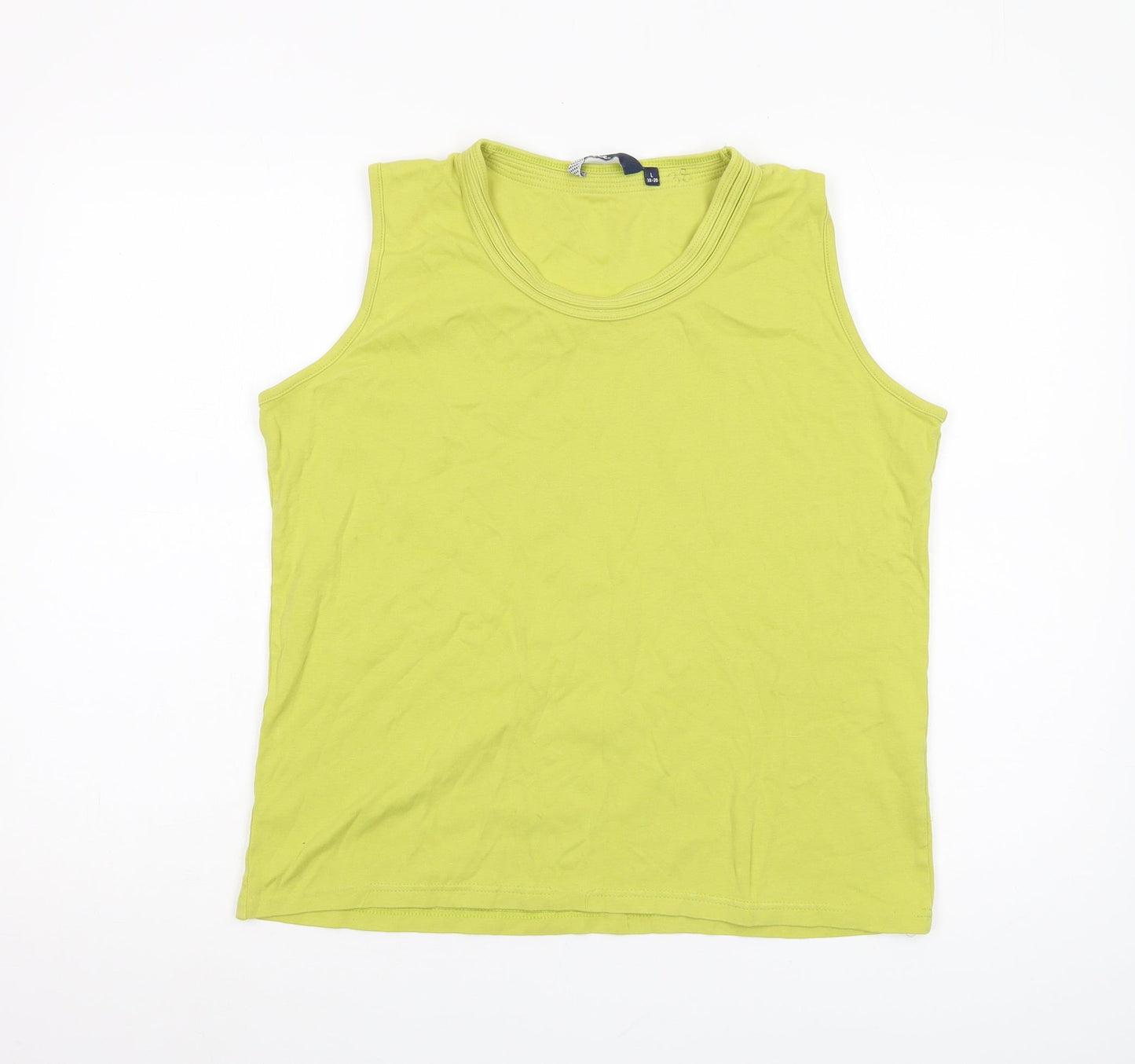Isle Women's Green Cotton Tank Top L, Sleeveless Basic
