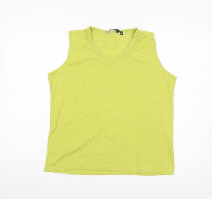 Isle Women's Green Cotton Tank Top L, Sleeveless Basic