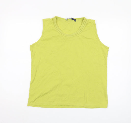 Isle Women's Green Cotton Tank Top L, Sleeveless Basic