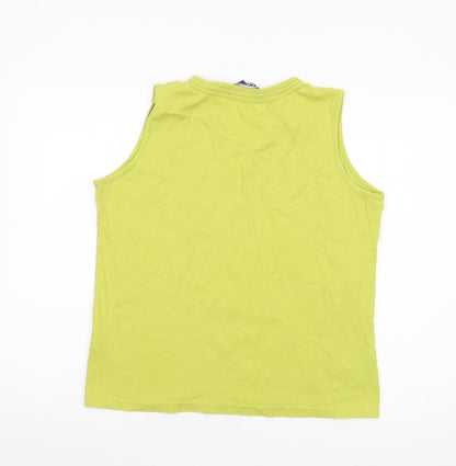 Isle Women's Green Cotton Tank Top L, Sleeveless Basic