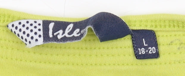 Isle Women's Green Cotton Tank Top L, Sleeveless Basic