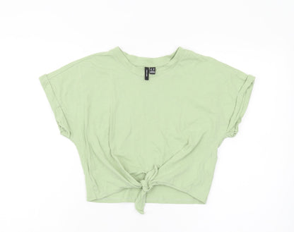 Womens UK Size 2XS VERO MODA Green Cropped T-Shirt
