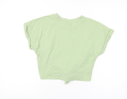 Womens UK Size 2XS VERO MODA Green Cropped T-Shirt