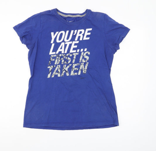 Nike Men's XL Blue 'You're Late' Slim Fit T-Shirt