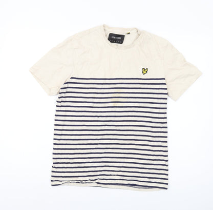 Lyle & Scott Men's Beige Striped T-Shirt, Size M