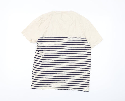 Lyle & Scott Men's Beige Striped T-Shirt, Size M