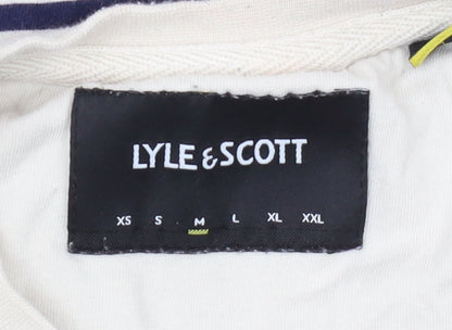Lyle & Scott Men's Beige Striped T-Shirt, Size M