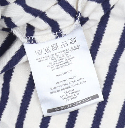 Lyle & Scott Men's Beige Striped T-Shirt, Size M