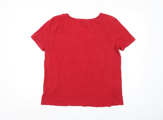 MNG Women's Red V-Neck T-Shirt Size 8