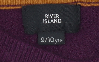 River Island Girls Purple Pullover Jumper 9-10 Years