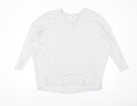 hush Women's Grey V-Neck T-Shirt, S, Casual Stretch Pullover