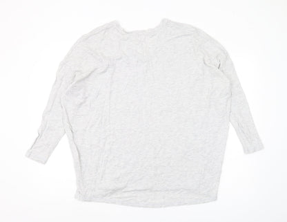 hush Women's Grey V-Neck T-Shirt, S, Casual Stretch Pullover