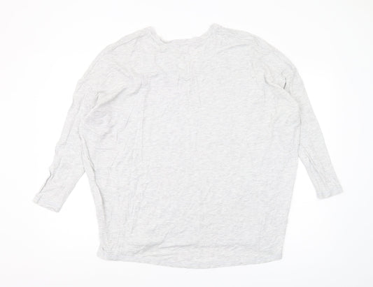 hush Women's Grey V-Neck T-Shirt, S, Casual Stretch Pullover