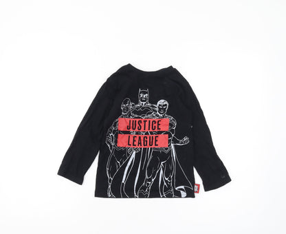 George Boys Black Justice League Long Sleeve T-Shirt 5-6 Years