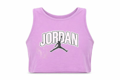 Front view of Jordan girls’ purple cropped tank - m