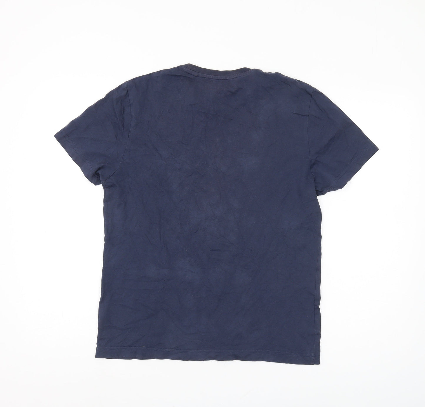 Penguin Men’s Blue Crew Neck T-Shirt, S, Short Sleeve, Logo Accent