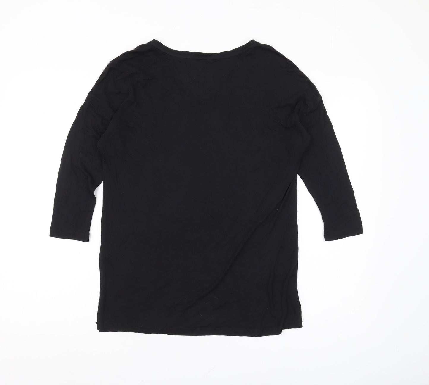 FatFace Women's Black V-Neck T-Shirt, Size 8