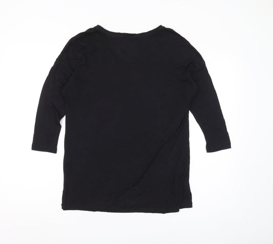 FatFace Women's Black V-Neck T-Shirt, Size 8