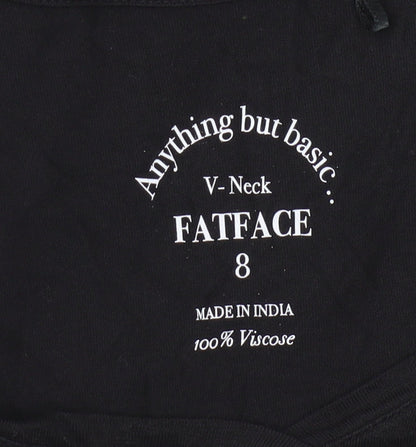FatFace Women's Black V-Neck T-Shirt, Size 8