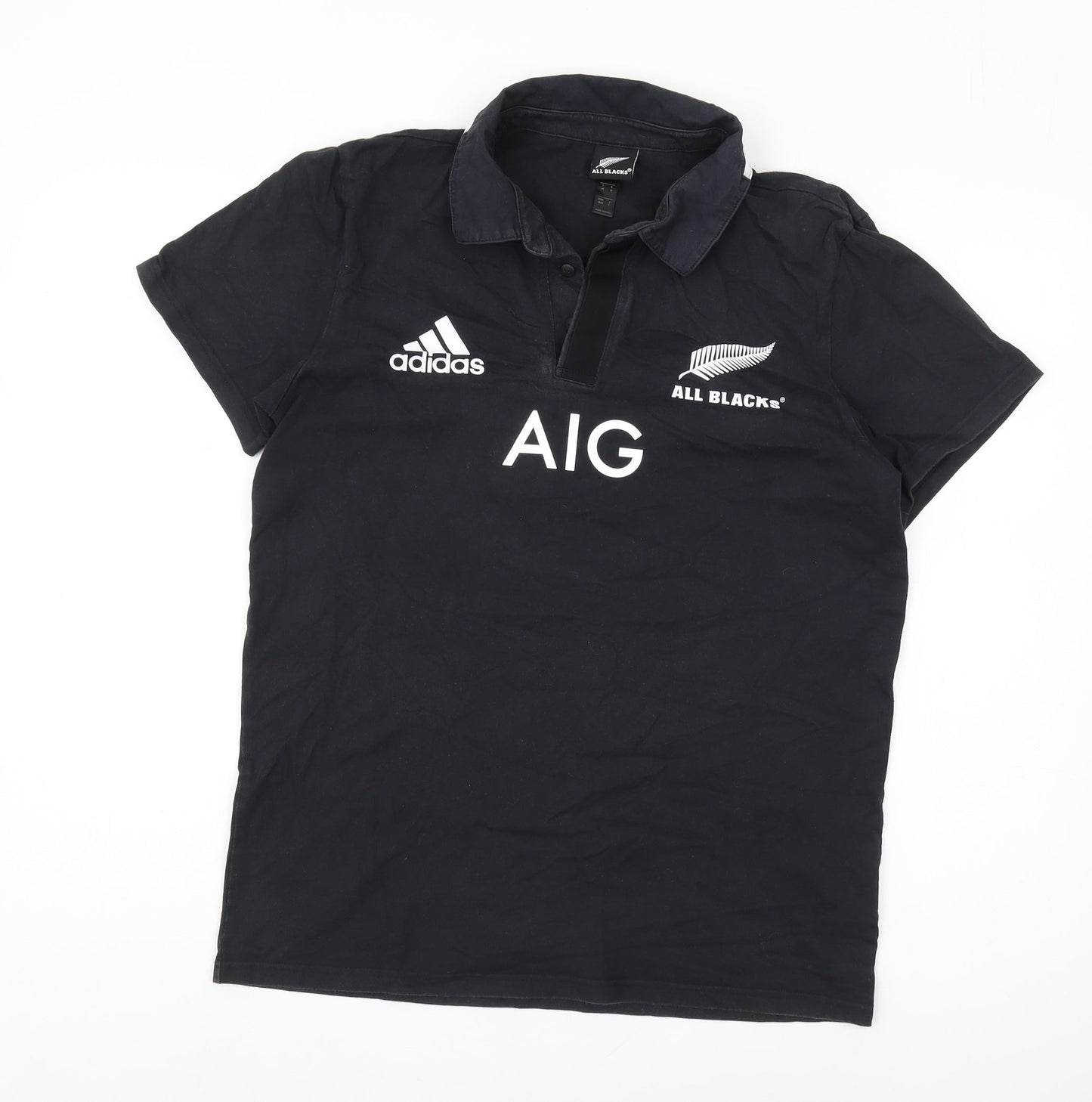 Adidas Mens Black Rugby Polo Shirt Medium