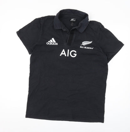 Adidas Mens Black Rugby Polo Shirt Medium