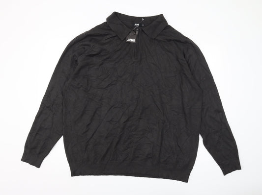Jacamo Men's Black 3XL Collared Full Zip Jumper